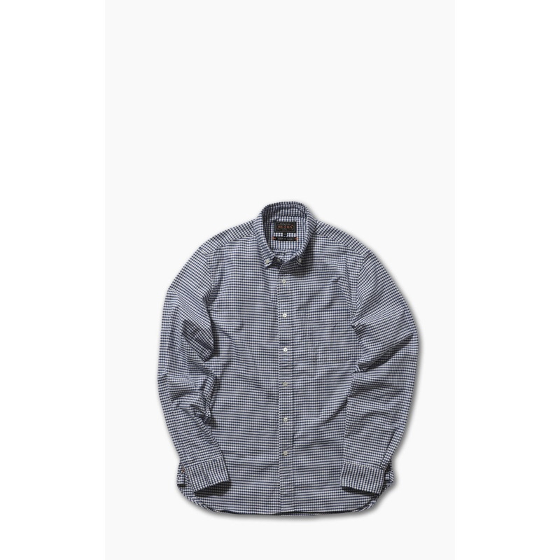Beams Plus Oxford Gingham Check Button-Down Shirt Blue L