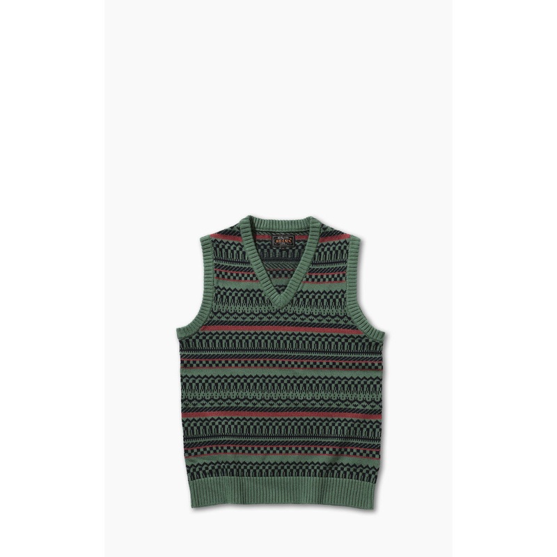 Beams Plus Jacquard Knit Vest Green M