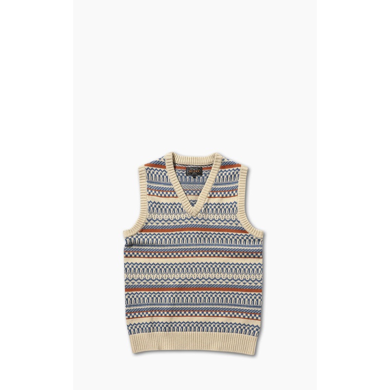 Beams Plus Jacquard Knit Vest Natural M