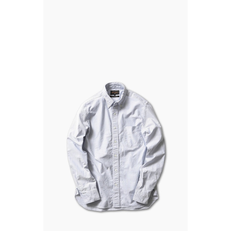 Beams Plus Oxford Striped Button-Down Shirt Candy Stripe Blue M