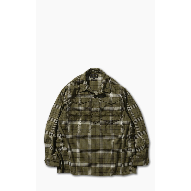 Beams Plus Polyester Check Adventure Shirt Olive M